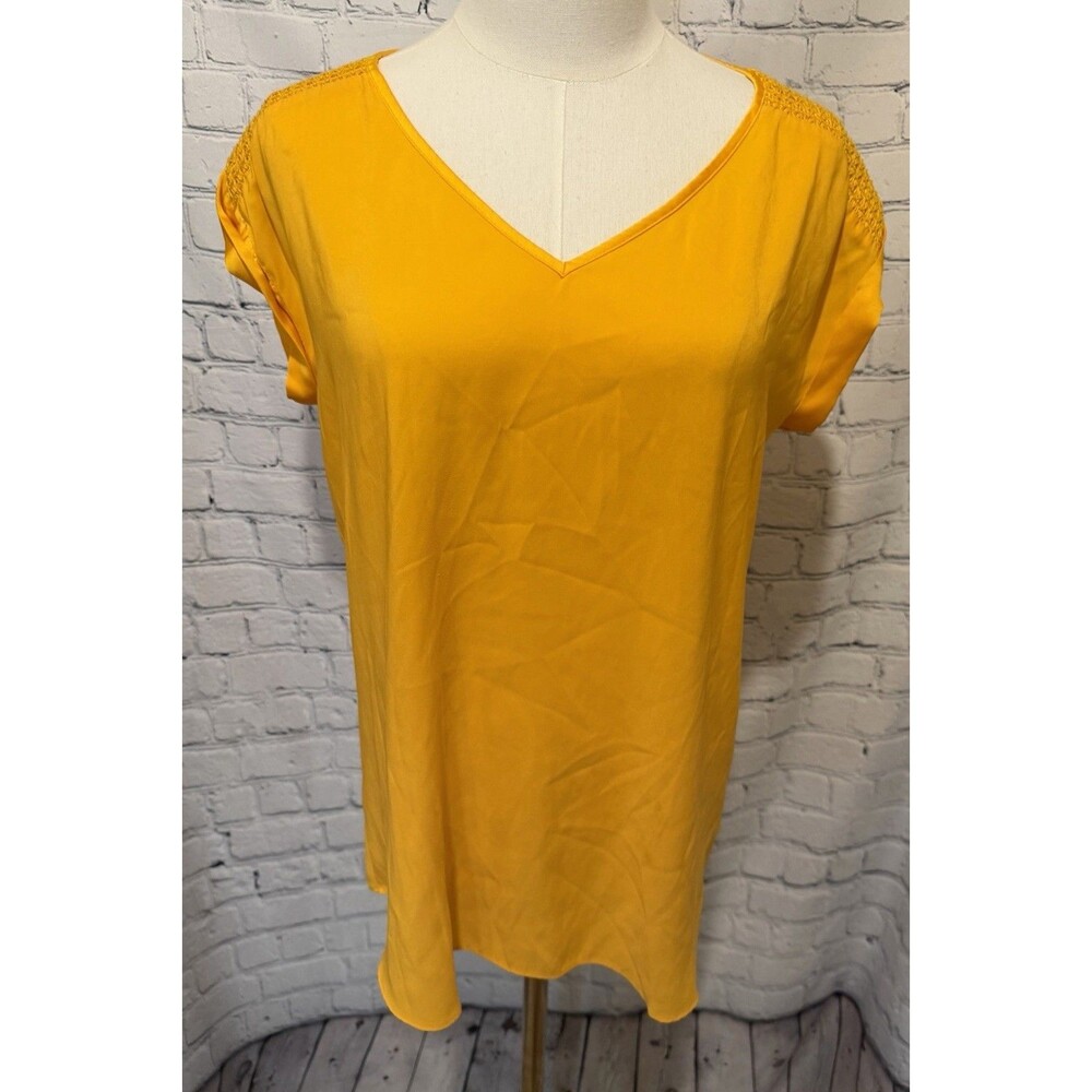 Express vibrant yellow/mustard v-neck blouse Size Medium